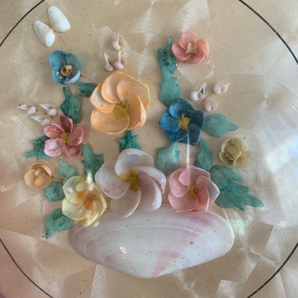 Vintage 1940’s Peter Watson Studios Round Convex Glass Shell Art Wall Hanging - Picture 3 of 5